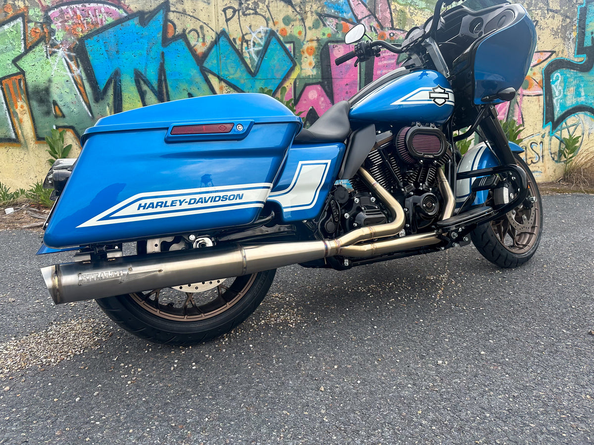 Stealth Pipes full length bagger muffler – stainless modular exhaust system mounted under saddlebags, photo 4 of 10