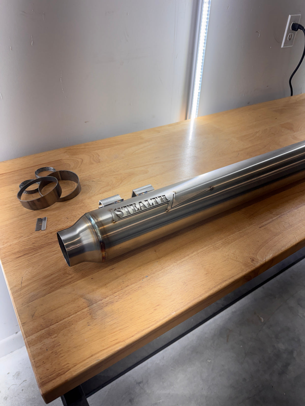 Pipe Bomb Full Length Harley Bagger Slip On 2.25" Muffler, photo 6 of 9