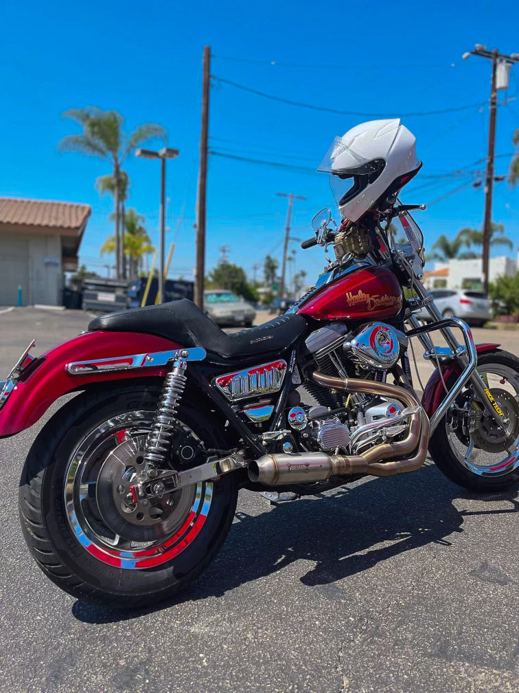 2006–2017 Harley Dyna motorcycle with Stealth Pipes exhaust system installed – stainless muffler upgrade, photo 17 of 18