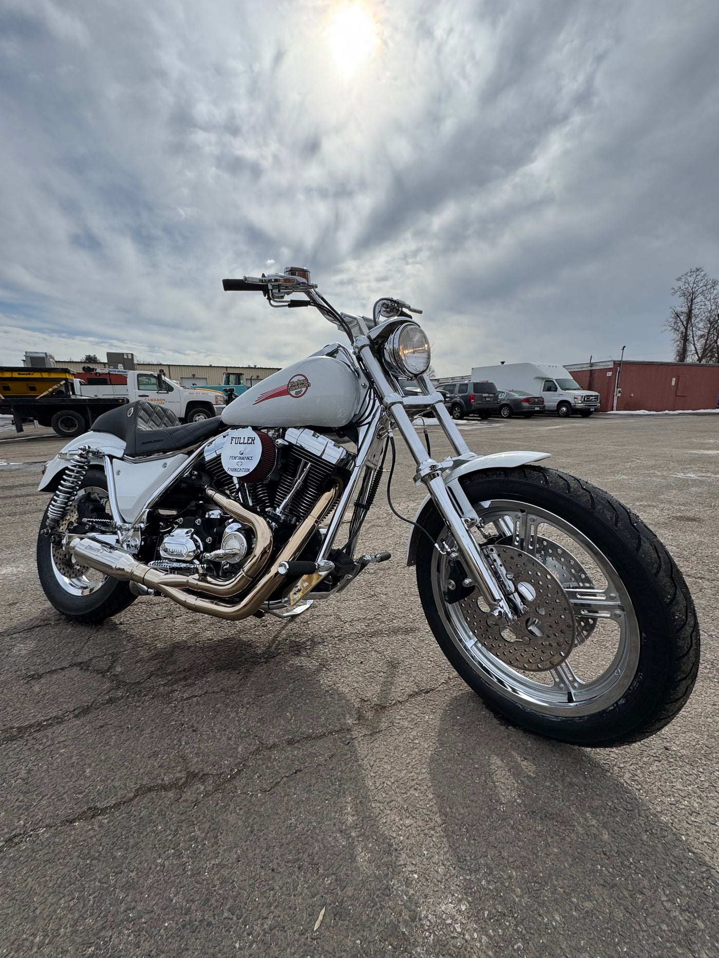 Stealth Pipes exhaust system on Harley FXR – rear angle, stainless muffler upgrade for 1985–1994 models, photo 9 of 9