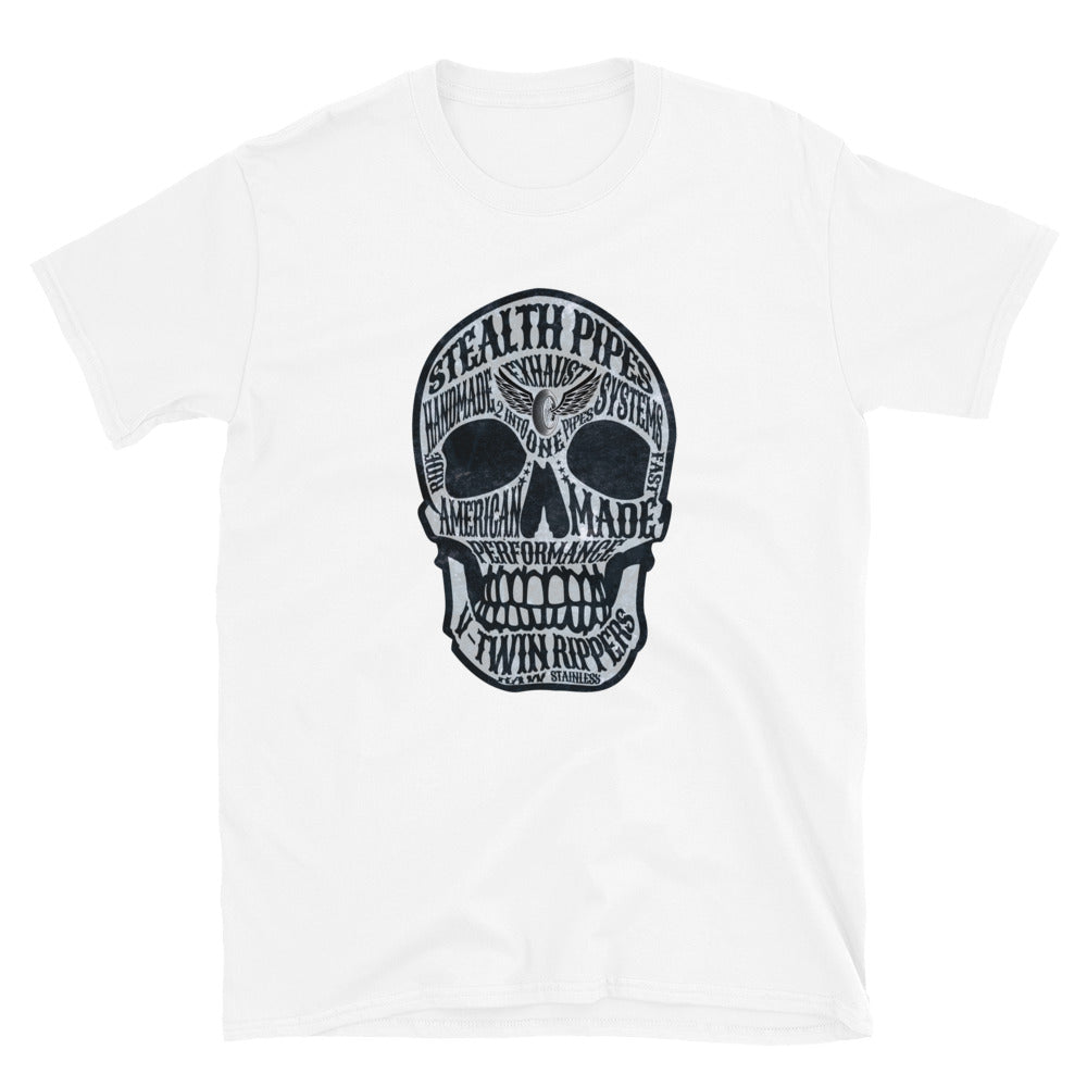 Stealth Gotta Have Skulls T-shirt in white – skull design with “Stealth Pipes Performance” text, photo 3 of 3