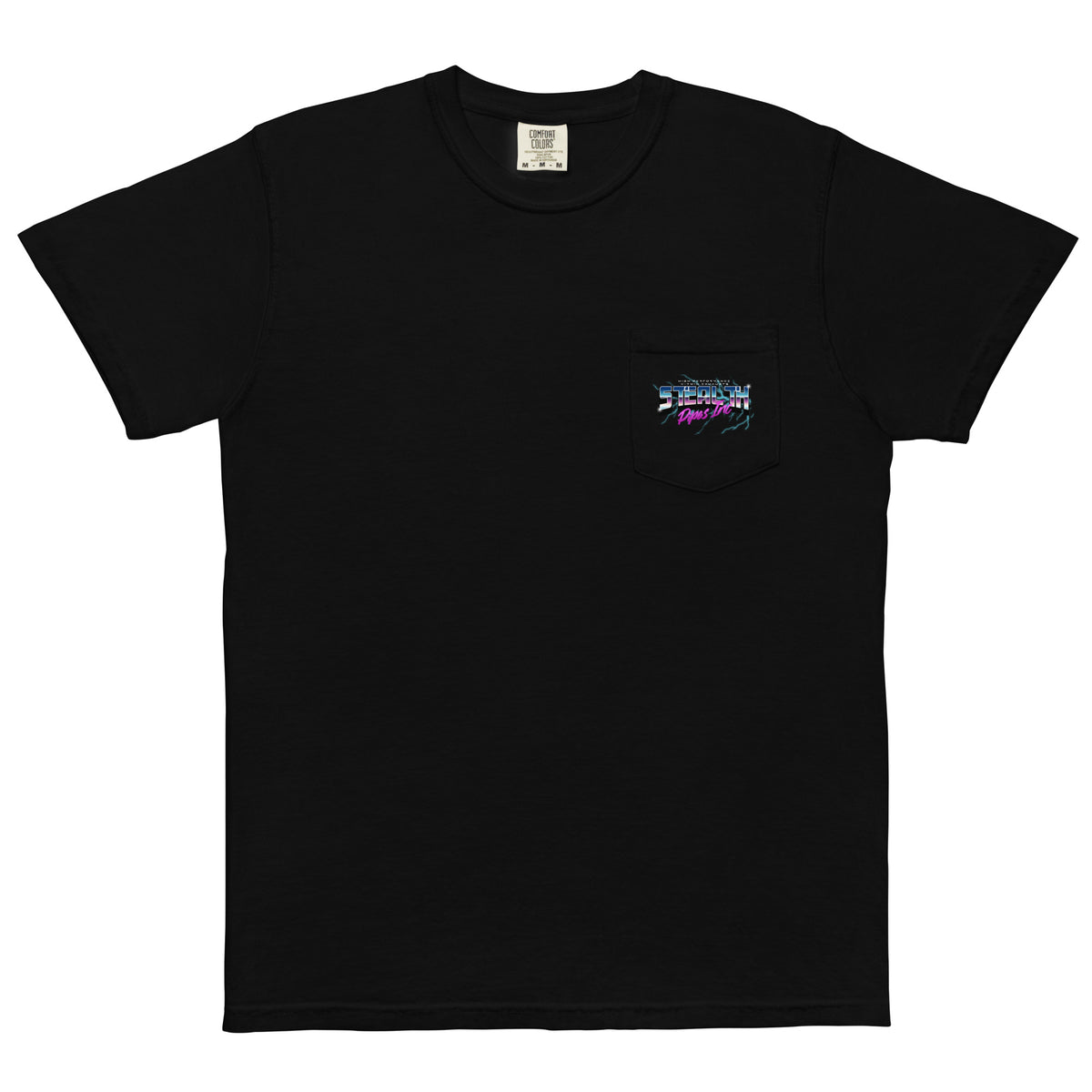 Stealth Pipes 80’s Electricity T-shirt in black – retro neon logo, photo 1 of 6