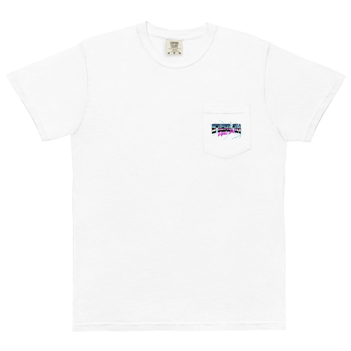 Stealth Pipes 80’s Electricity T-shirt in white – retro neon grid logo, photo 5 of 6