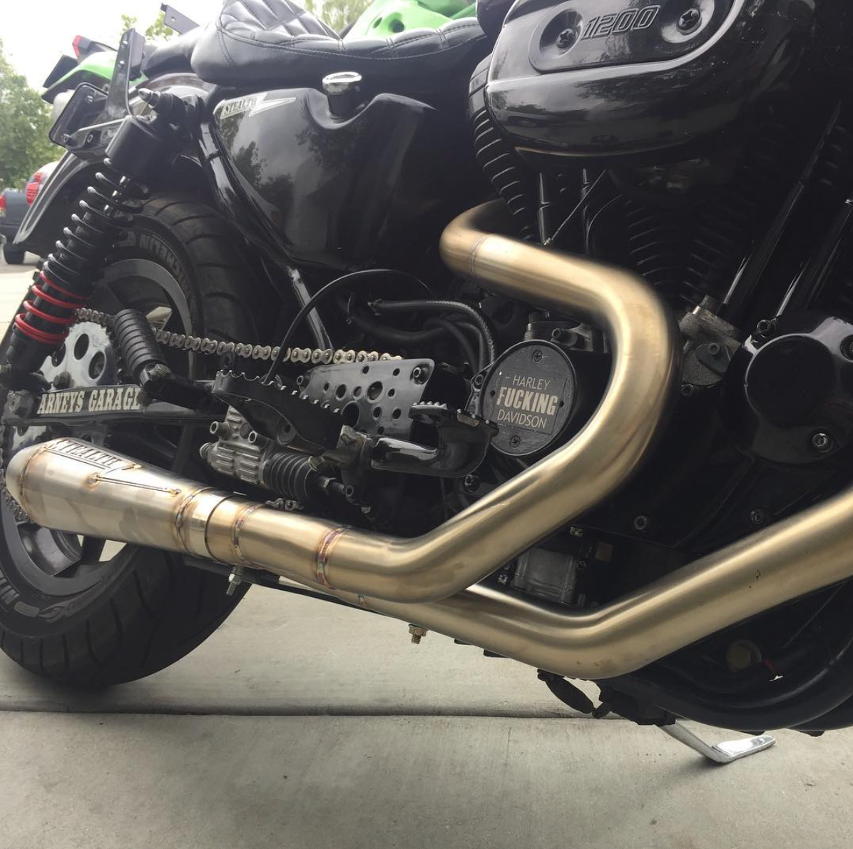 Stealth Pipes exhaust muffler close-up – 1986–2003 Harley Sportster stainless upgrade, photo 6 of 16