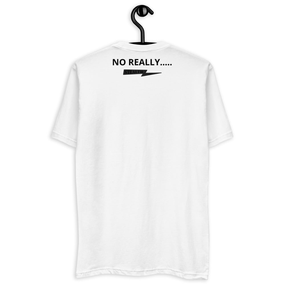 Back of white No Really T-shirt with Stealth Pipes Inc. logo, photo 8 of 8
