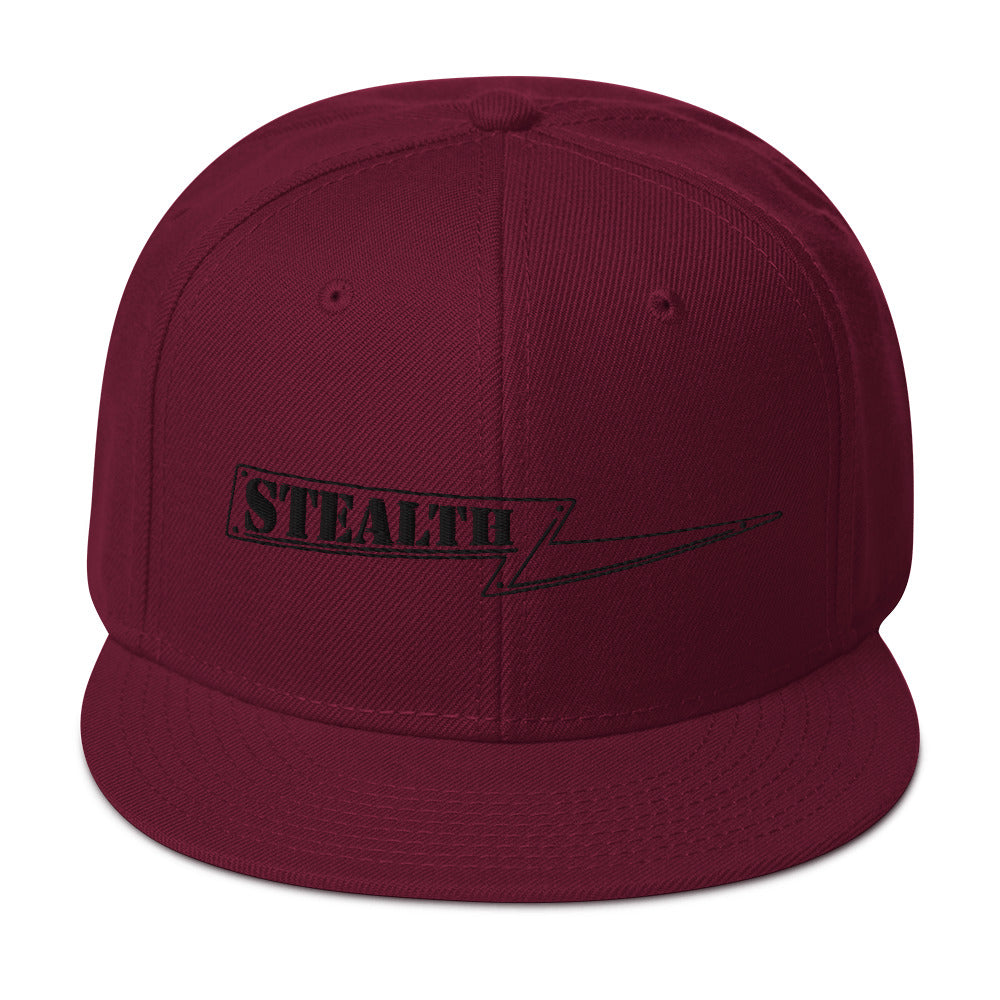 Burgundy Stealth Pipes snapback hat with structured crown and grey under visor, photo 1 of 7
