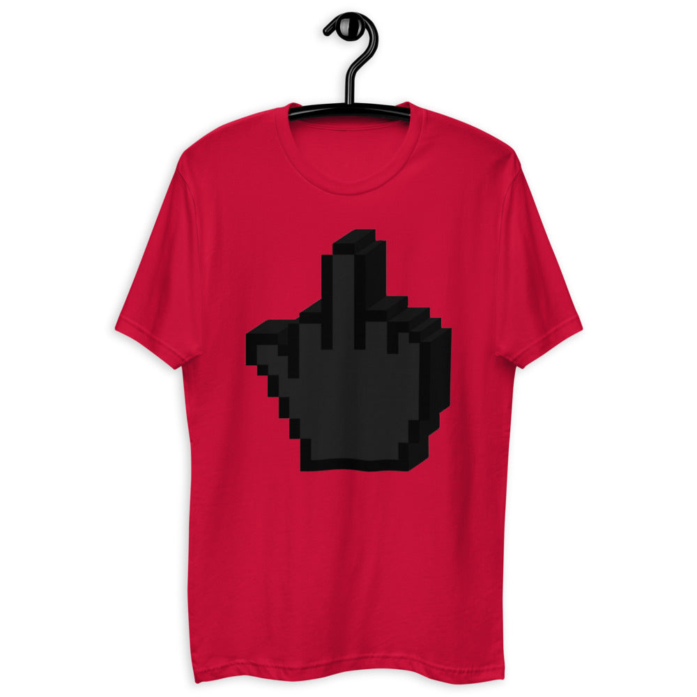 Red No Really T-shirt with large pixelated middle finger design on chest, photo 3 of 8